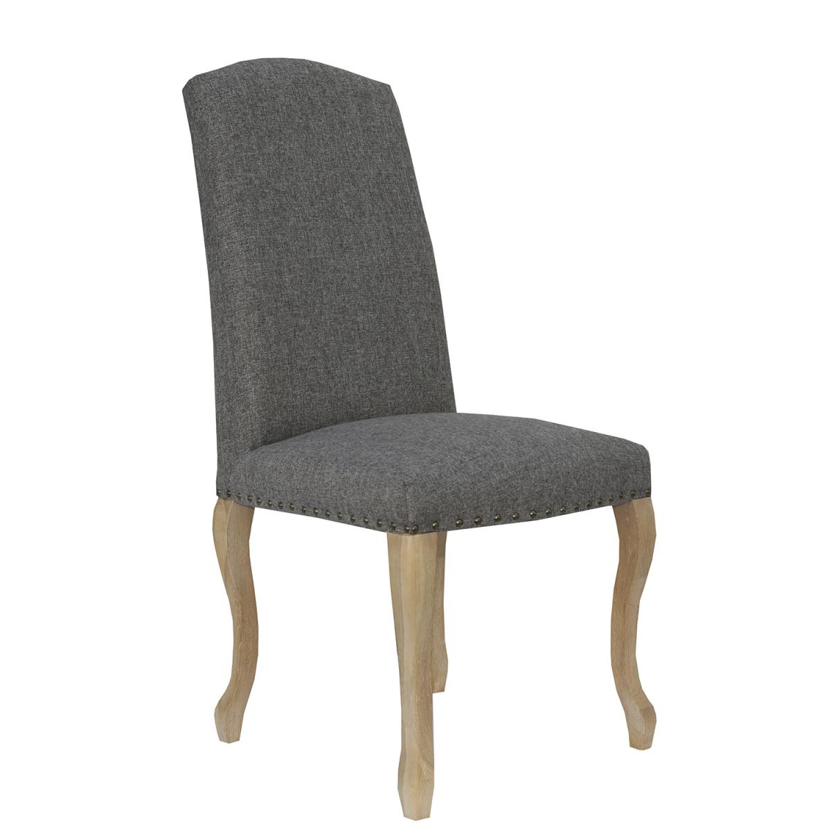 Pair of Luxury Chairs with Carved Oak Legs - Dark grey – image 2