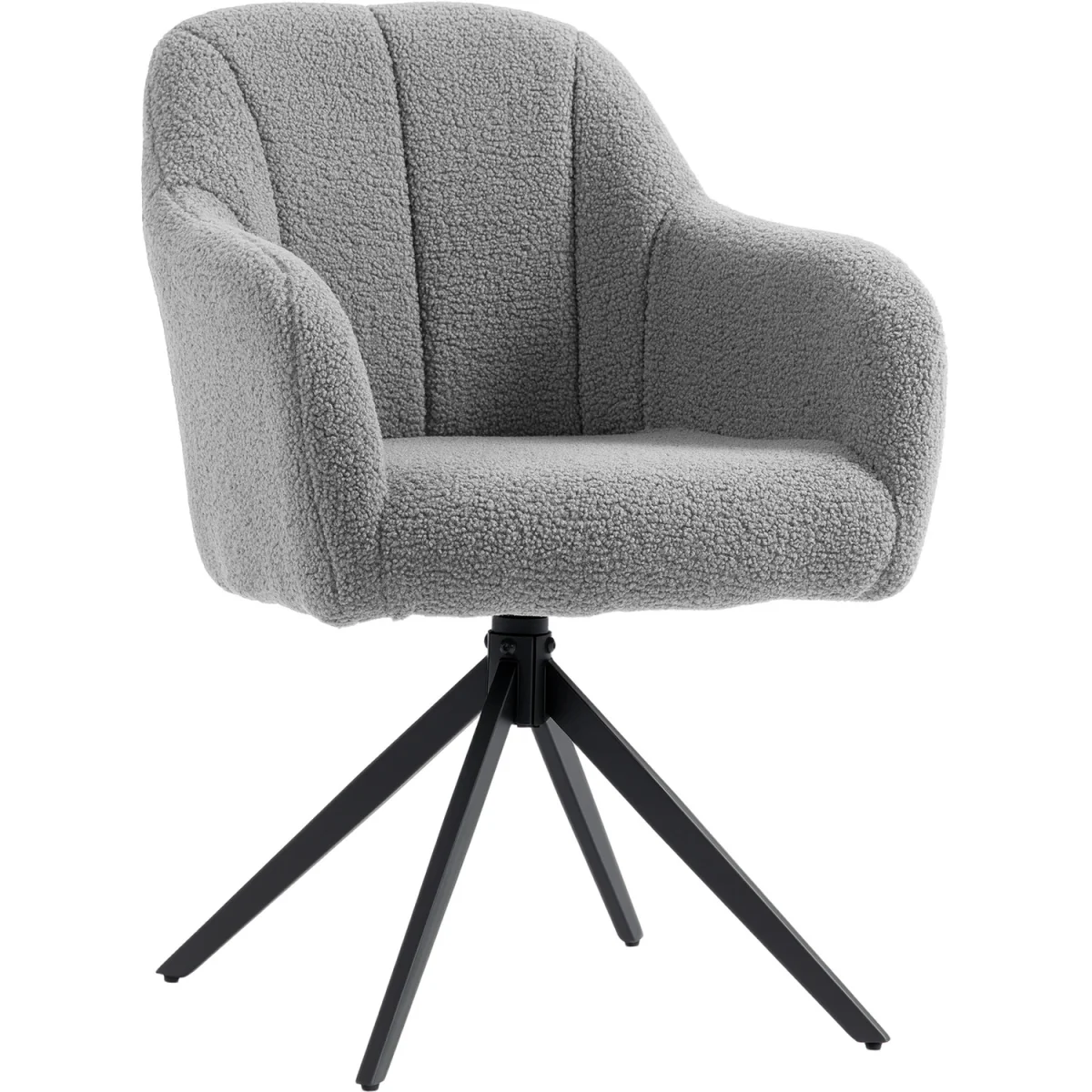 HOMCOM 360 Degree Swivel Accent Chair with Steel Legs for Bedroom - Grey – image 9