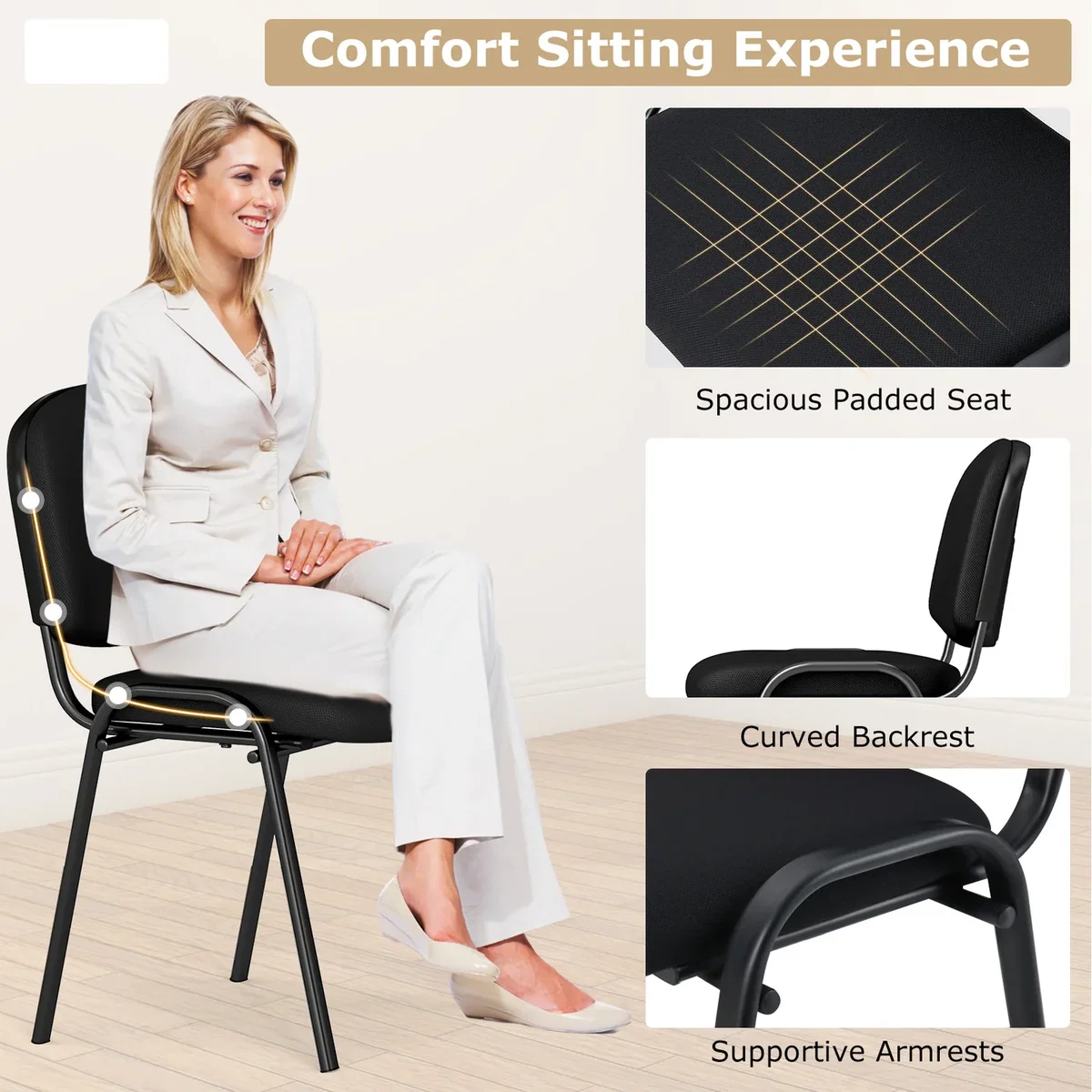 Set of 2 Waiting Room Chairs - Black – image 3