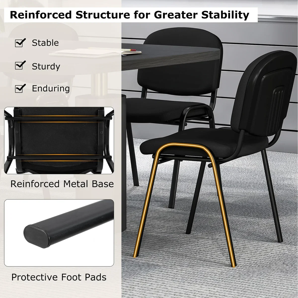 Set of 2 Waiting Room Chairs - Black – image 6