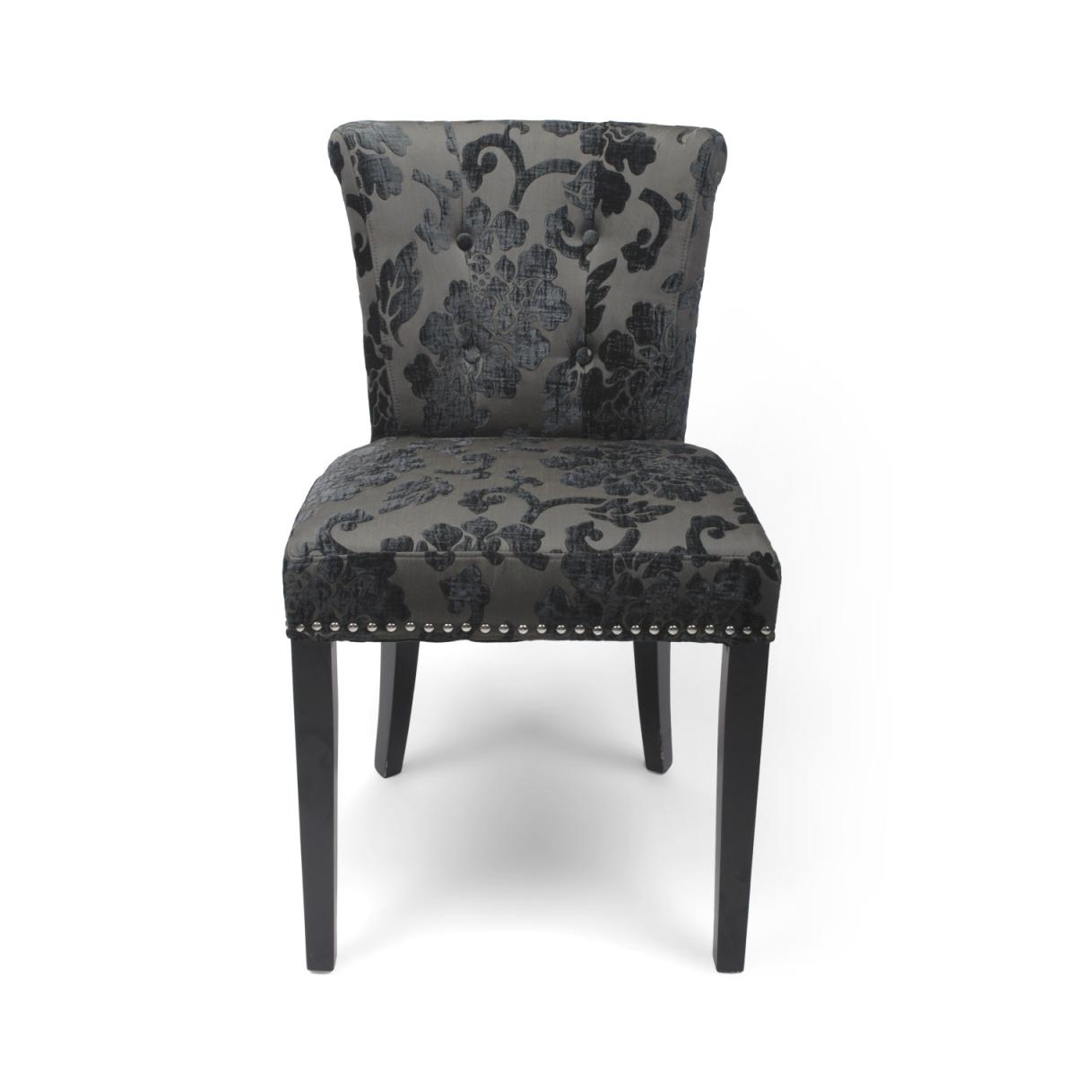 Pair of Sandringham Baroque Velvet Charcoal Accent Chairs - Charcoal – image 2