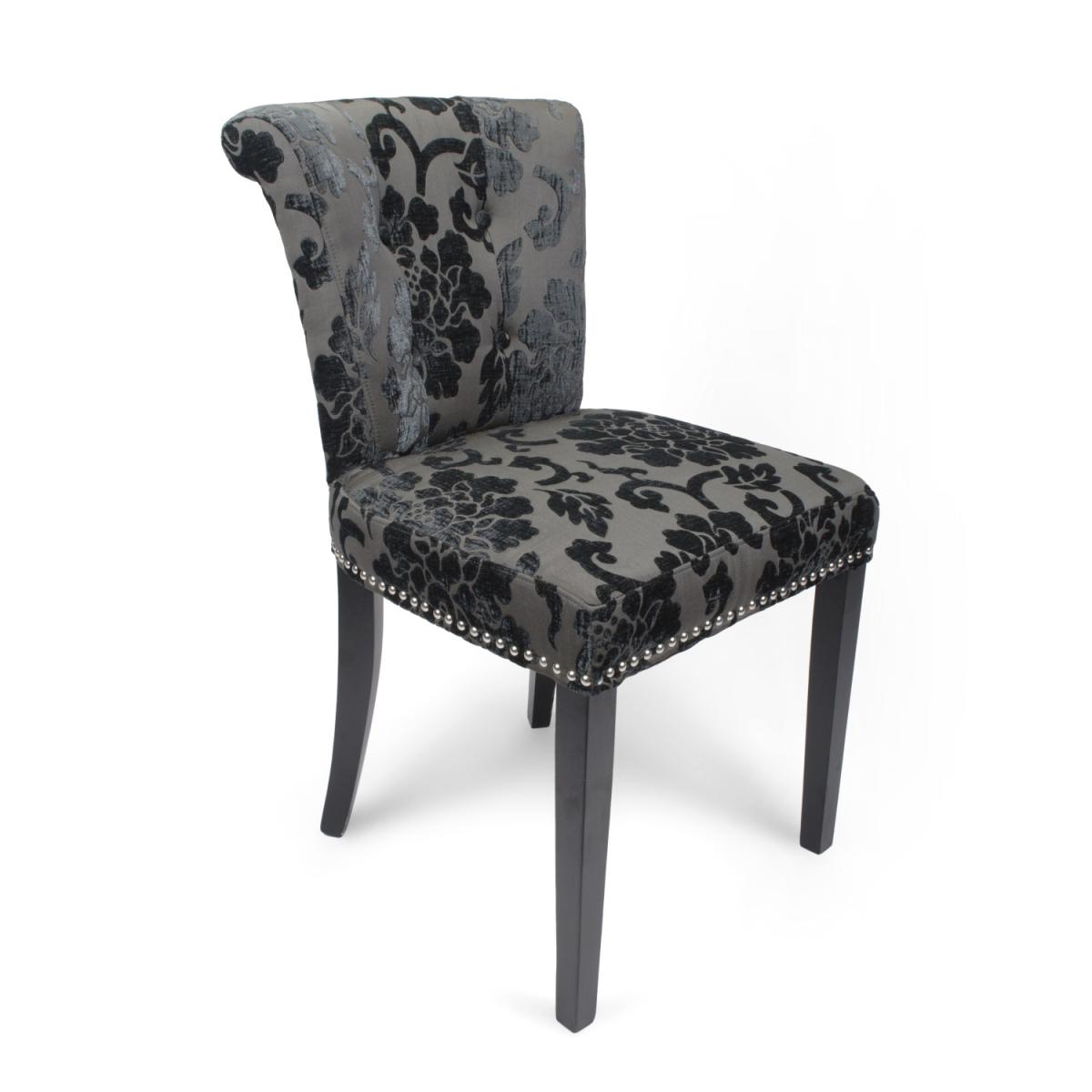 Pair of Sandringham Baroque Velvet Charcoal Accent Chairs - Charcoal – image 3