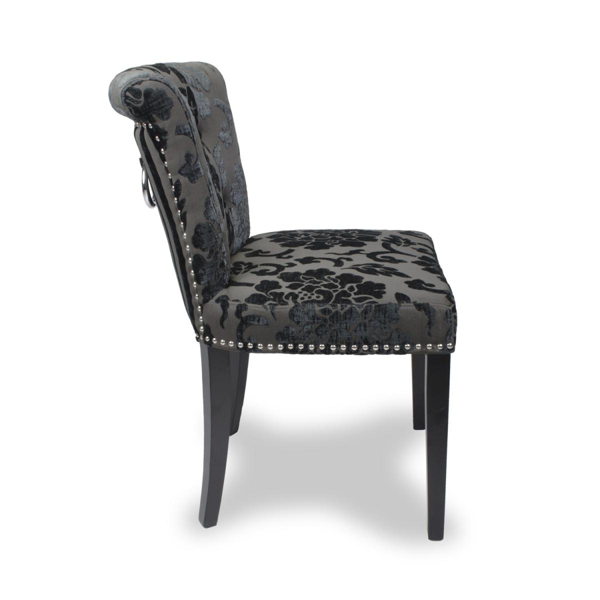 Pair of Sandringham Baroque Velvet Charcoal Accent Chairs - Charcoal – image 5