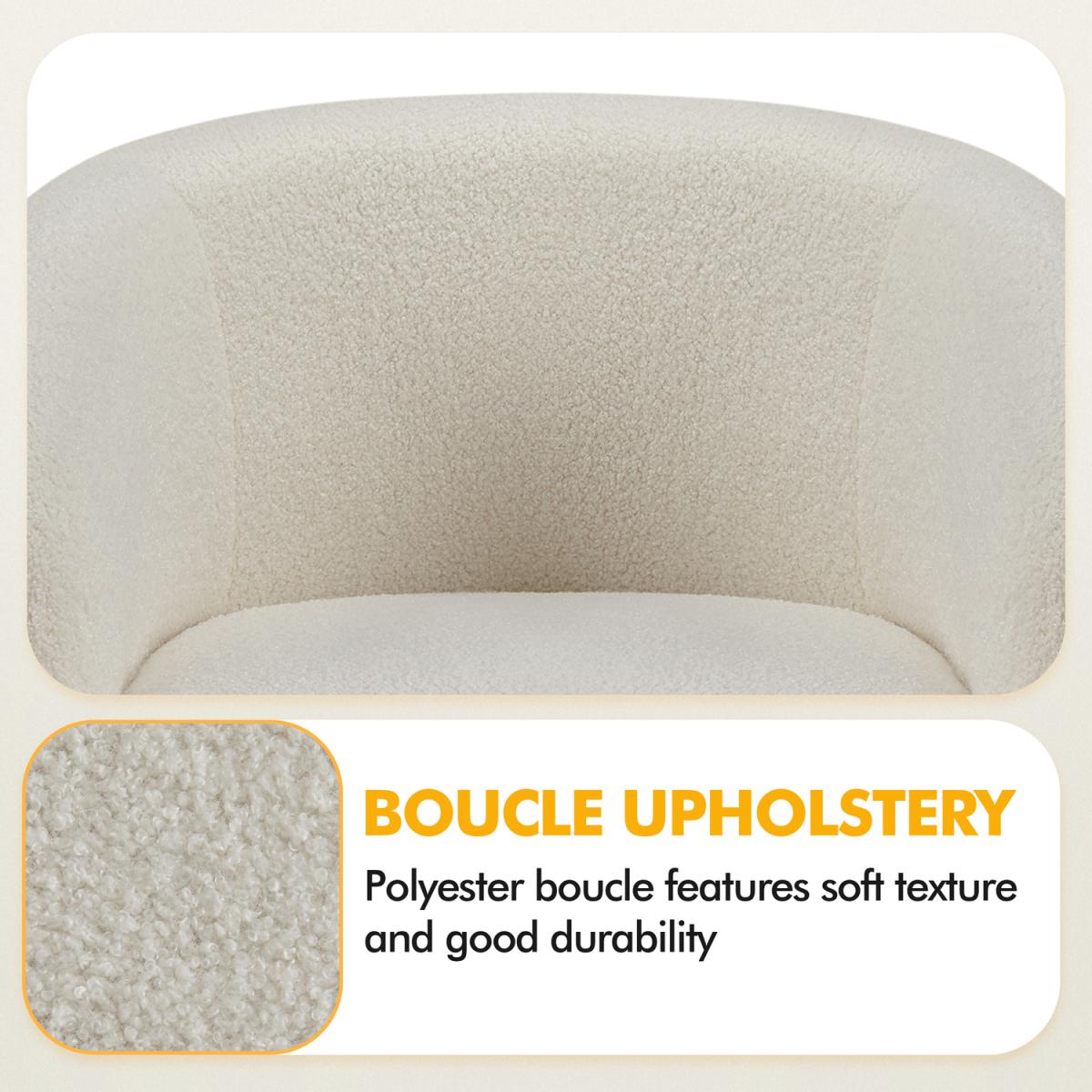 Barrel Accent Chair with Soft Padded Armrest - Ivory – image 3