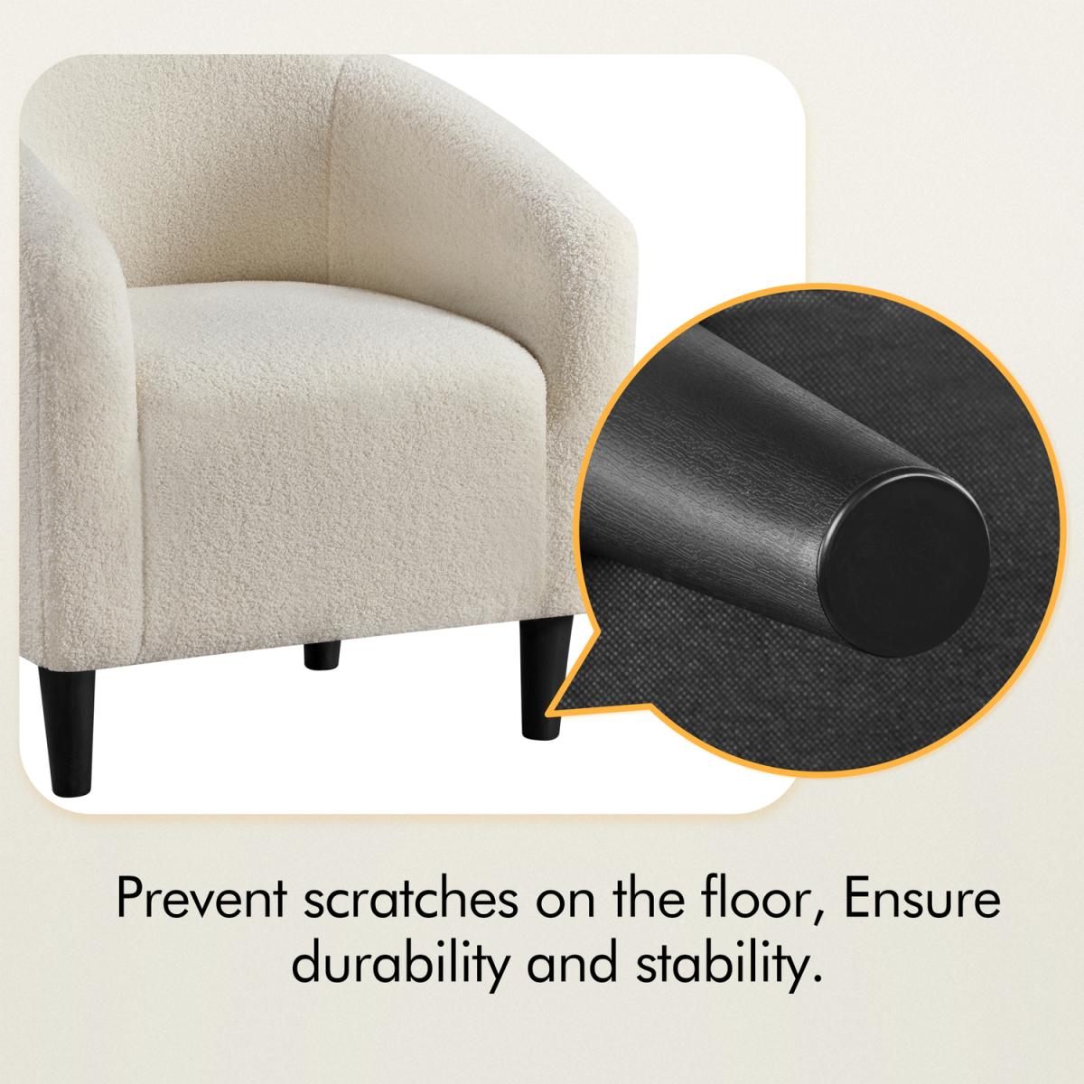 Barrel Accent Chair with Soft Padded Armrest - Ivory – image 7