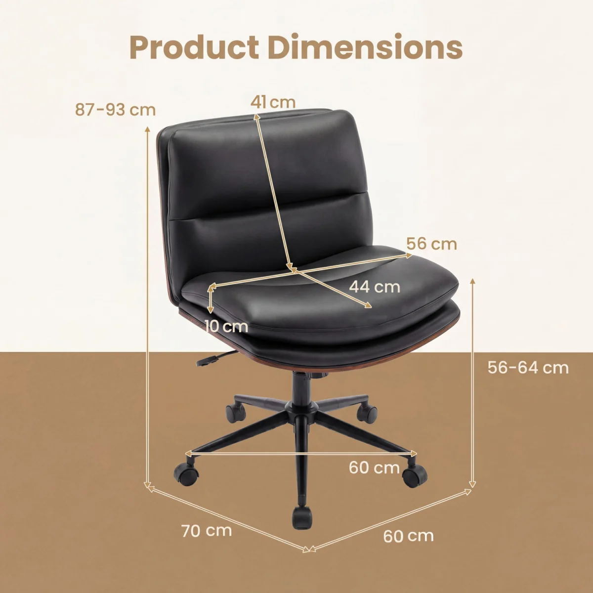 Height Adjustable Swivel Vanity Chair - Black – image 2