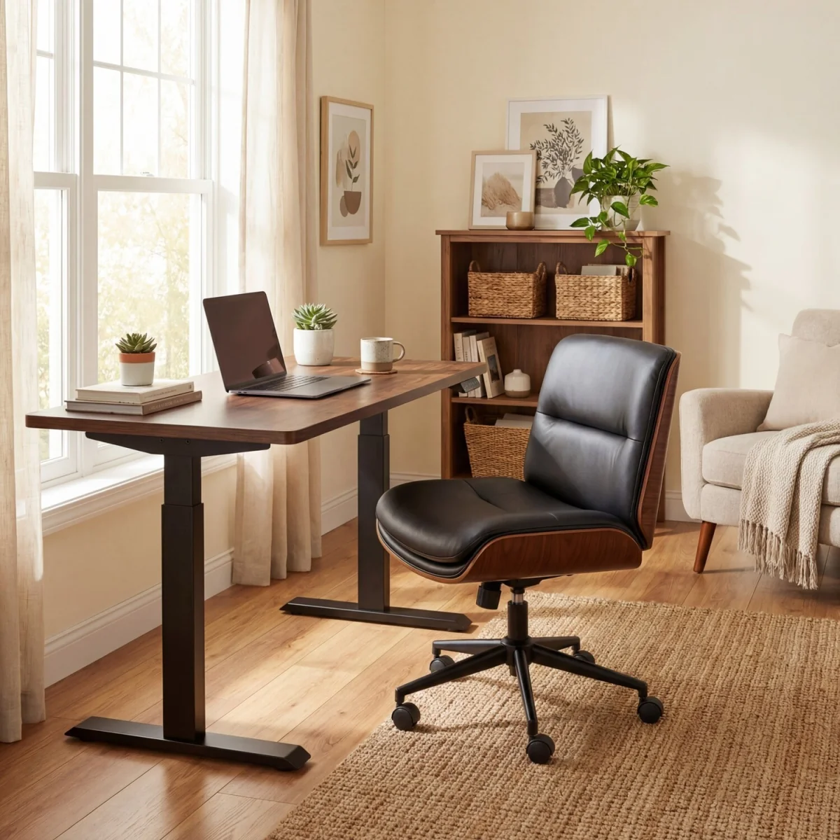 Height Adjustable Swivel Vanity Chair - Black – image 4