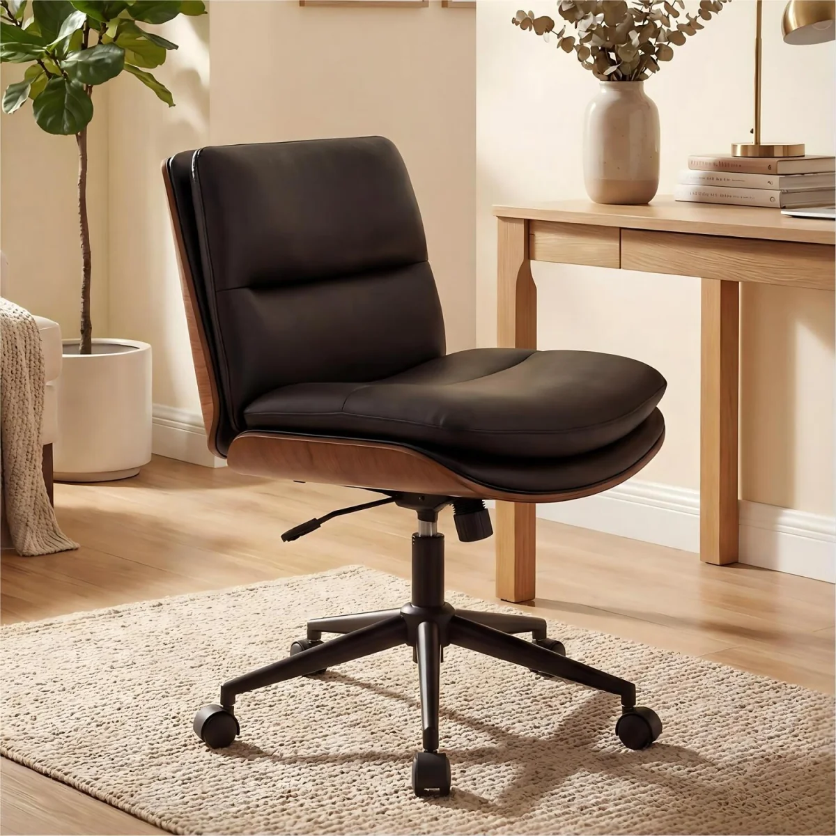 Height Adjustable Swivel Vanity Chair - Black – image 5