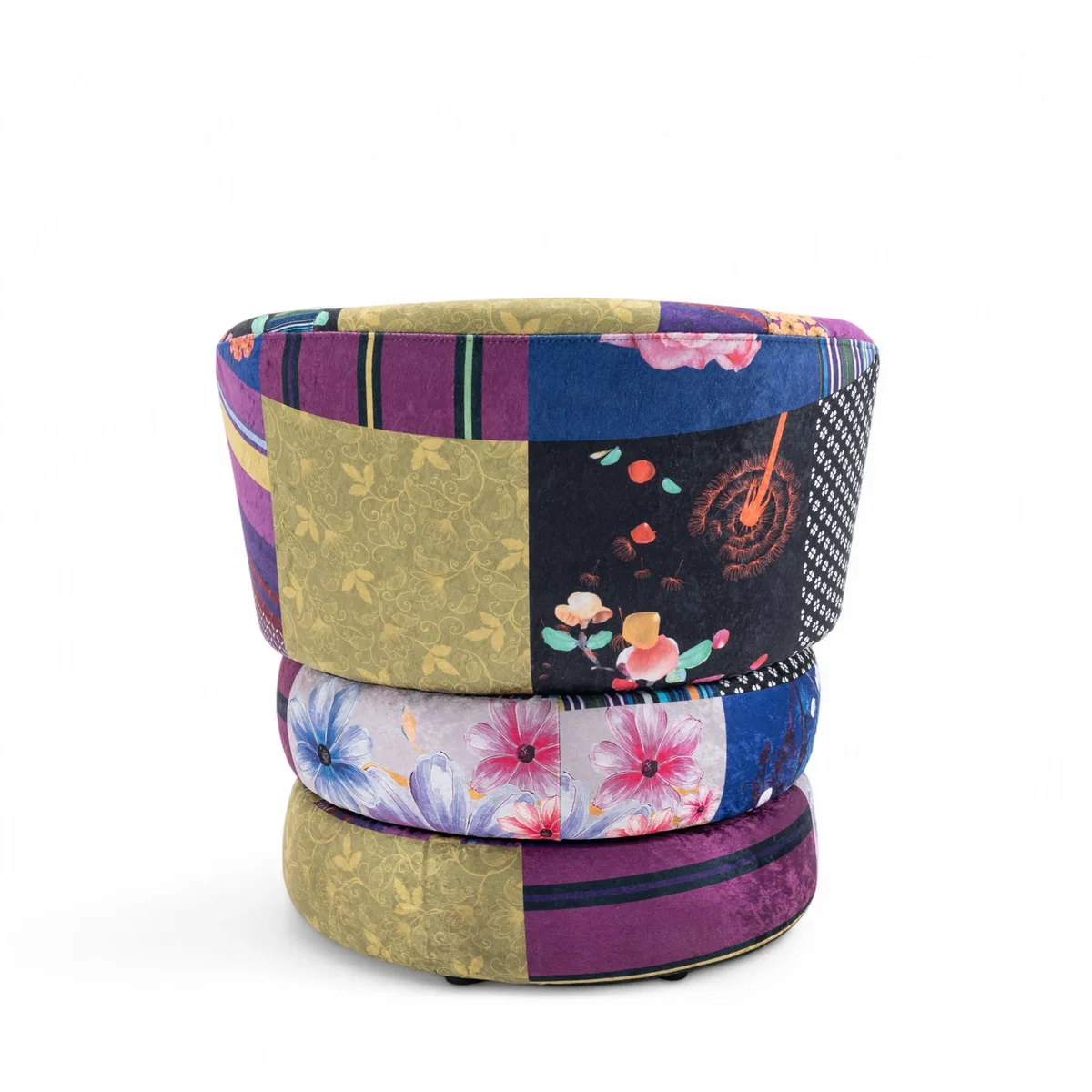 Multicoloured Patchwork Tilly Accent Swivel Chair - Purple – image 4