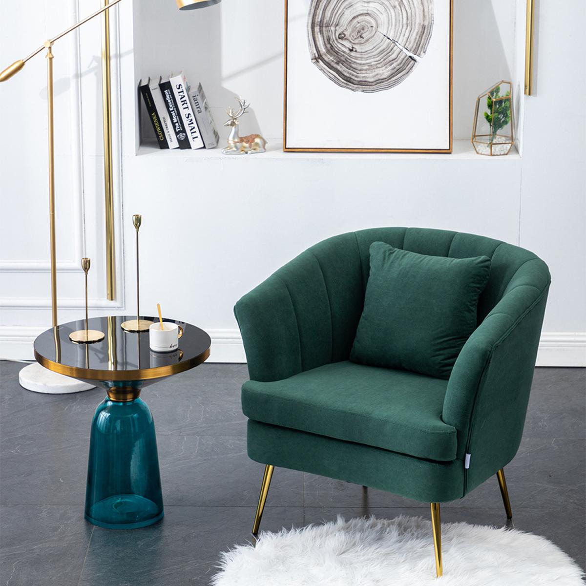 Modern Velvet Lounge Accent Chair - Green – image 6