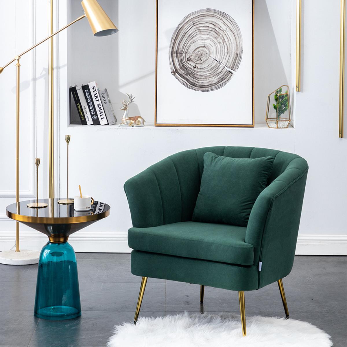 Modern Velvet Lounge Accent Chair - Green – image 7