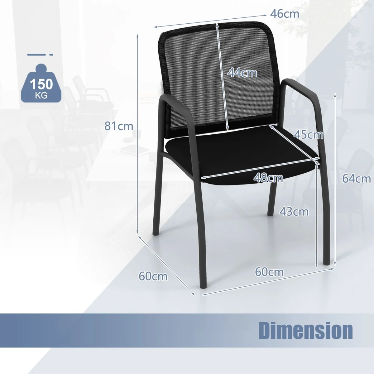 Costway Set of 2 Reception Chairs - Black – image 2