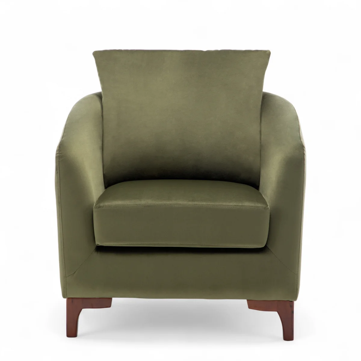 Velvet Sage Green Angela Accent Tub Chair with Ottoman - Sage Green – image 3