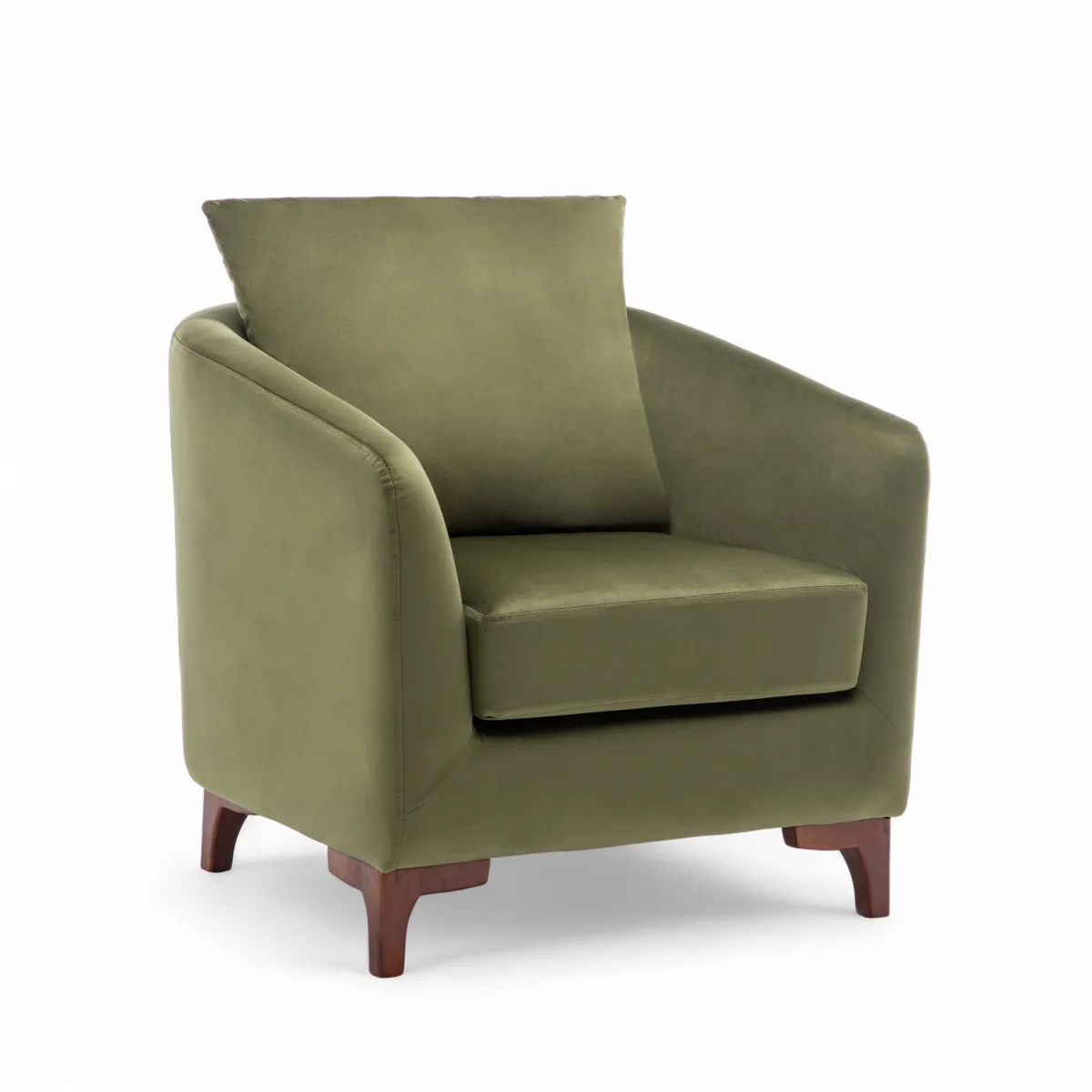 Velvet Sage Green Angela Accent Tub Chair with Ottoman - Sage Green – image 4