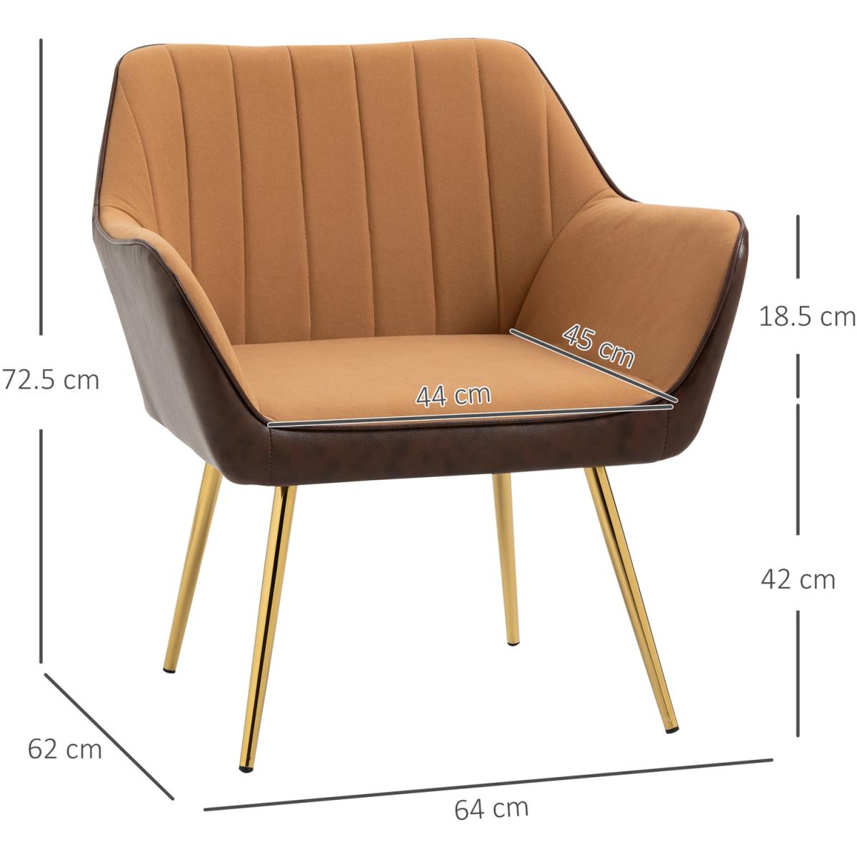 Modern Armchairs with Legs Accent Chairs for Living Room - Dark Brown, Light Brown – image 2