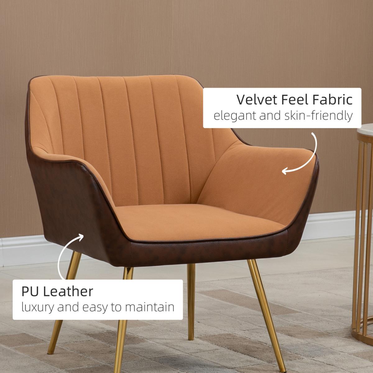 Modern Armchairs with Legs Accent Chairs for Living Room - Dark Brown, Light Brown – image 3
