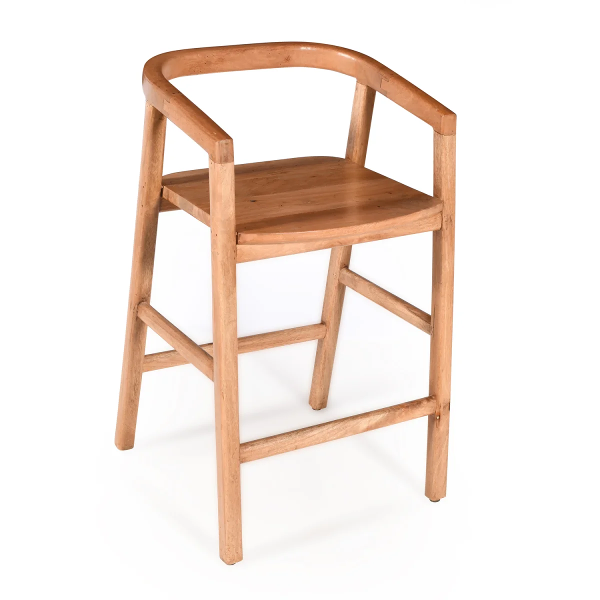 Solid Mango Wood Counter Height Bar Stool Chair - Light Oak – image 3