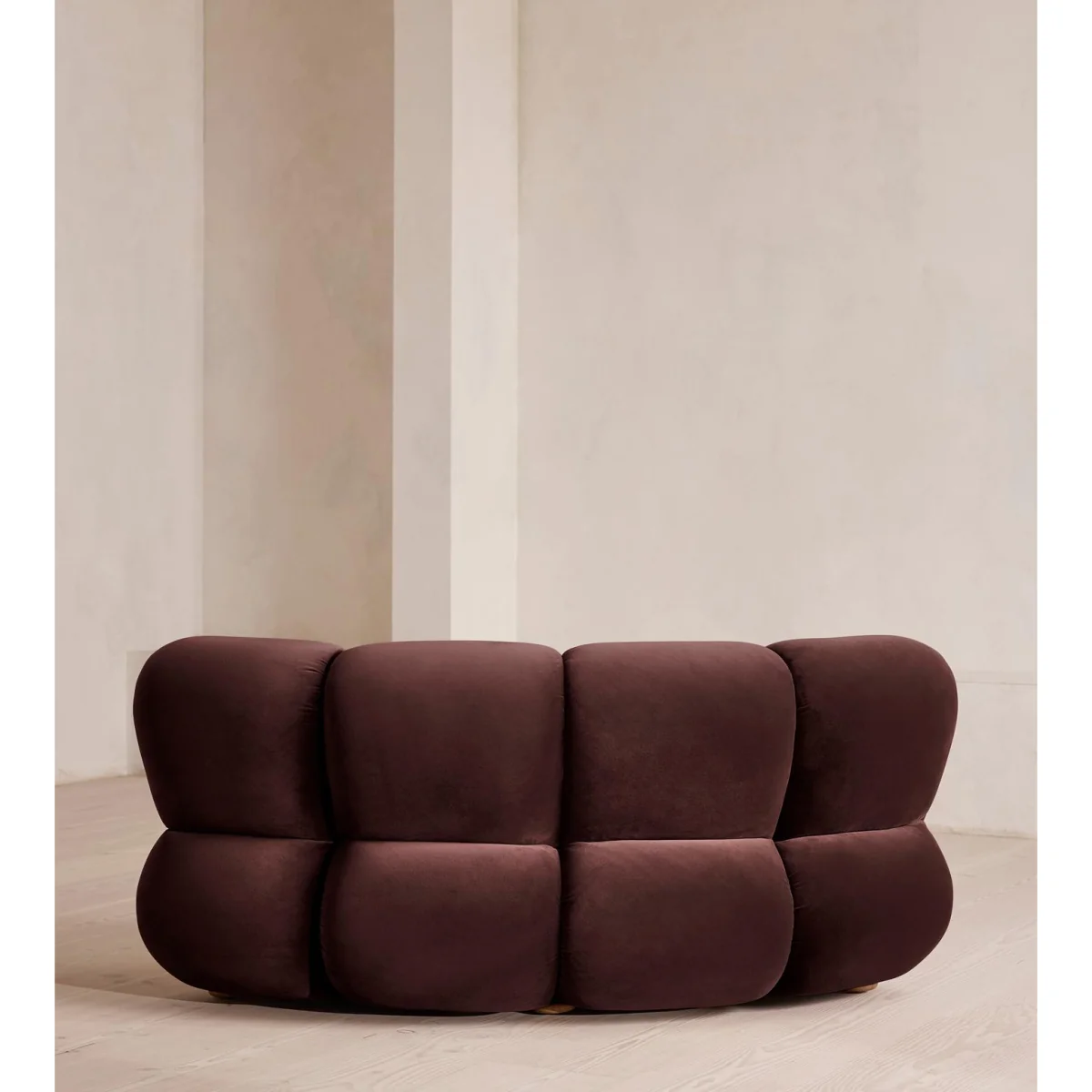Noelle Modular Curved Armchair, Velvet, Aubergine, UK – image 5