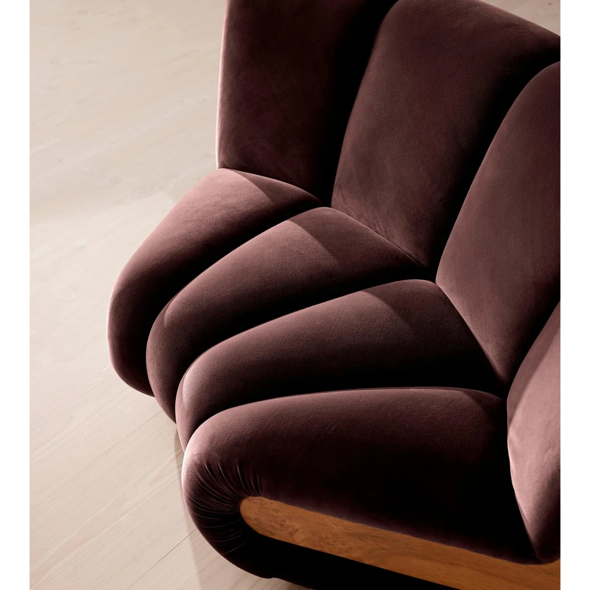 Noelle Modular Curved Armchair, Velvet, Aubergine, UK – image 6