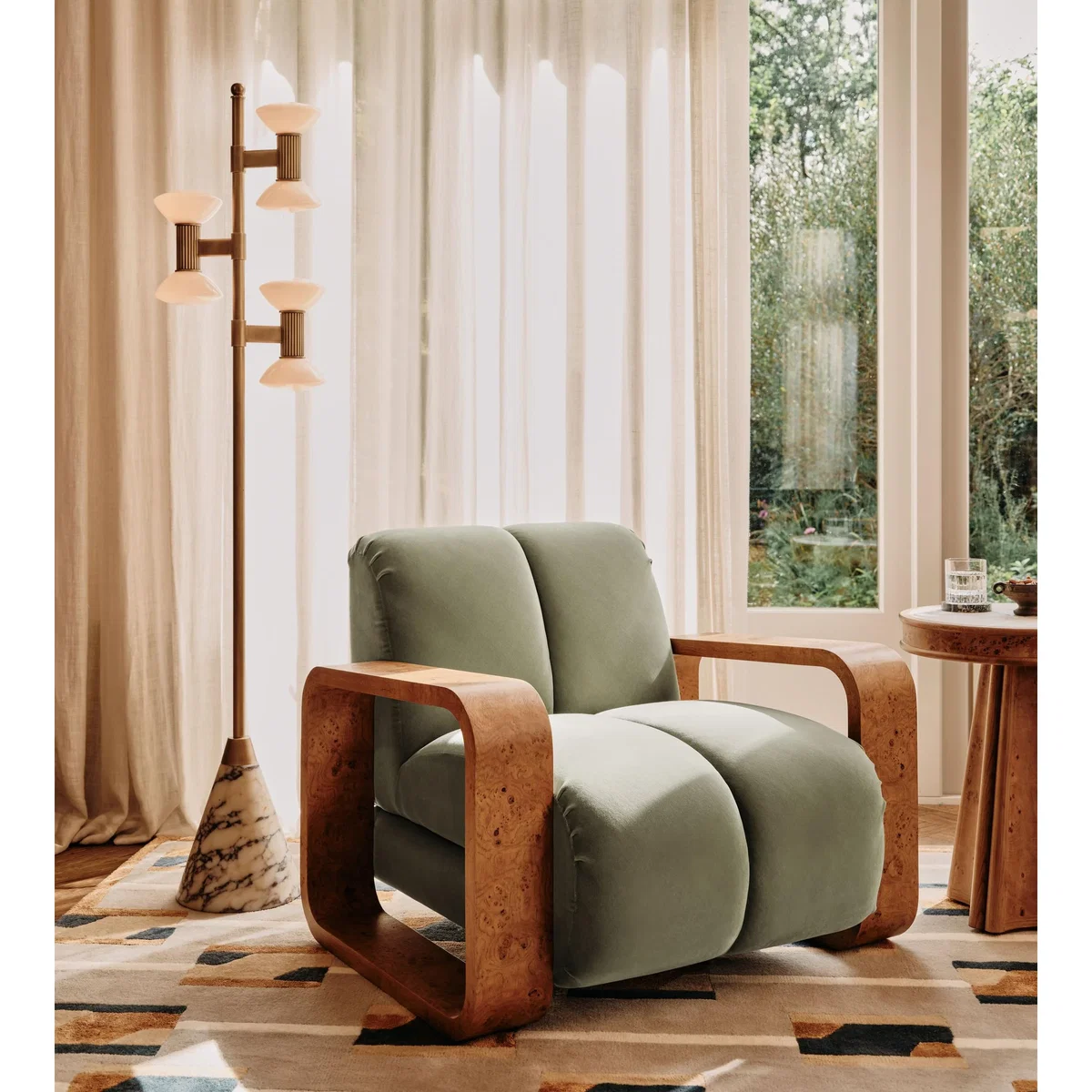 Blake Armchair, Velvet, Seafoam, UK – image 2