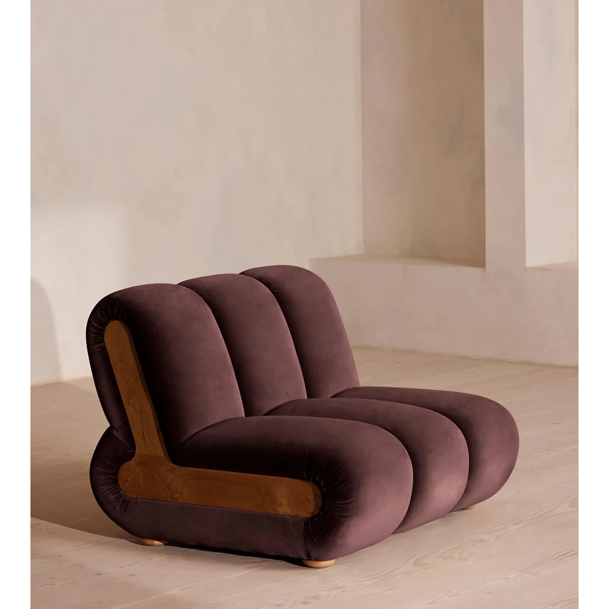 Noelle Modular Armchair, Velvet, Aubergine, UK – image 3