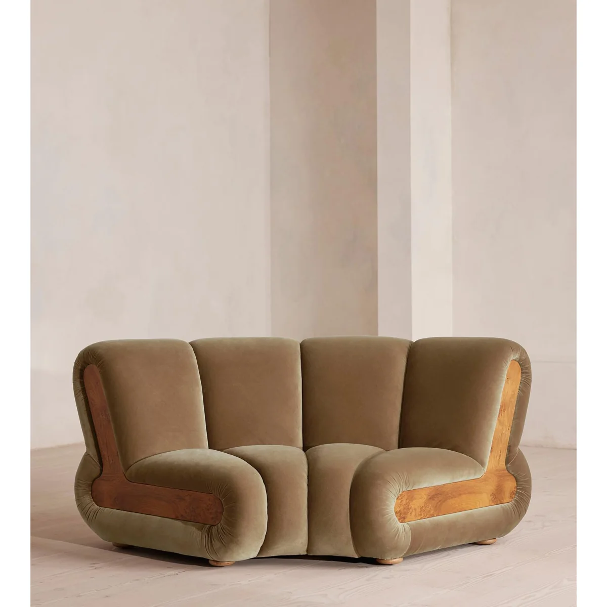 Noelle Modular Curved Armchair, Velvet, Truffle, UK – image 2