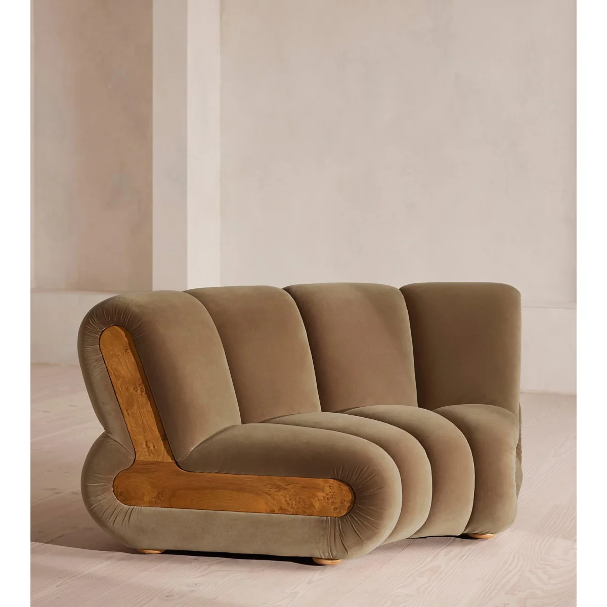Noelle Modular Curved Armchair, Velvet, Truffle, UK – image 3