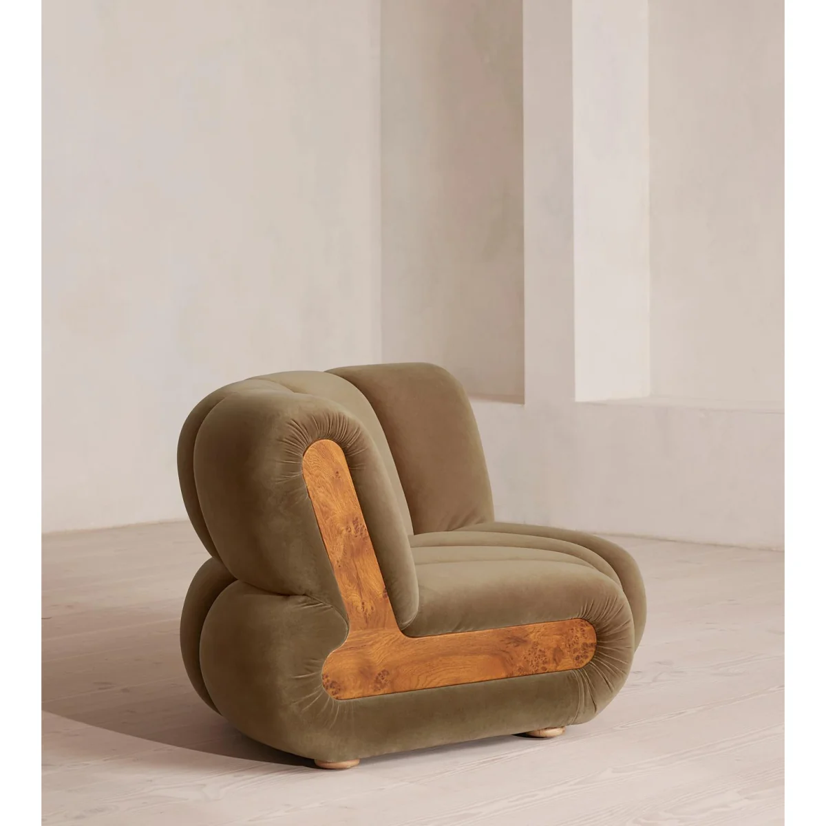 Noelle Modular Curved Armchair, Velvet, Truffle, UK – image 4