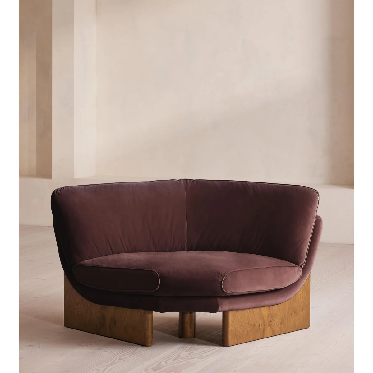 Tellis Corner Chair, Velvet, Aubergine, UK – image 2