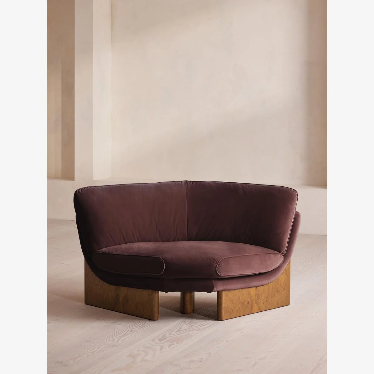 Tellis Corner Chair, Velvet, Aubergine, UK – image 1