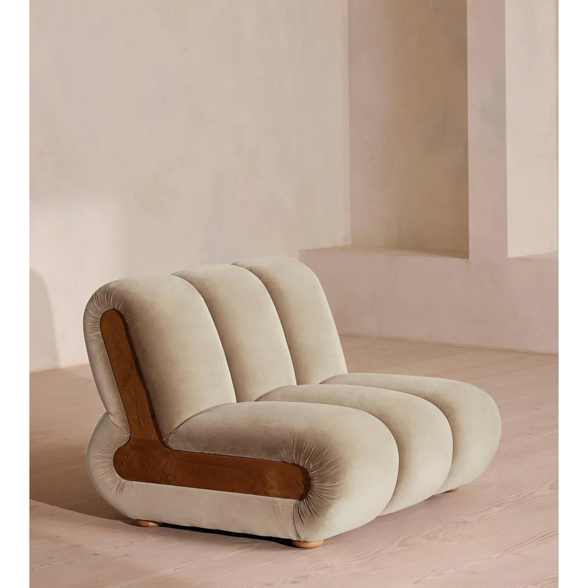Noelle Modular Armchair, Velvet, Oyster, UK – image 3