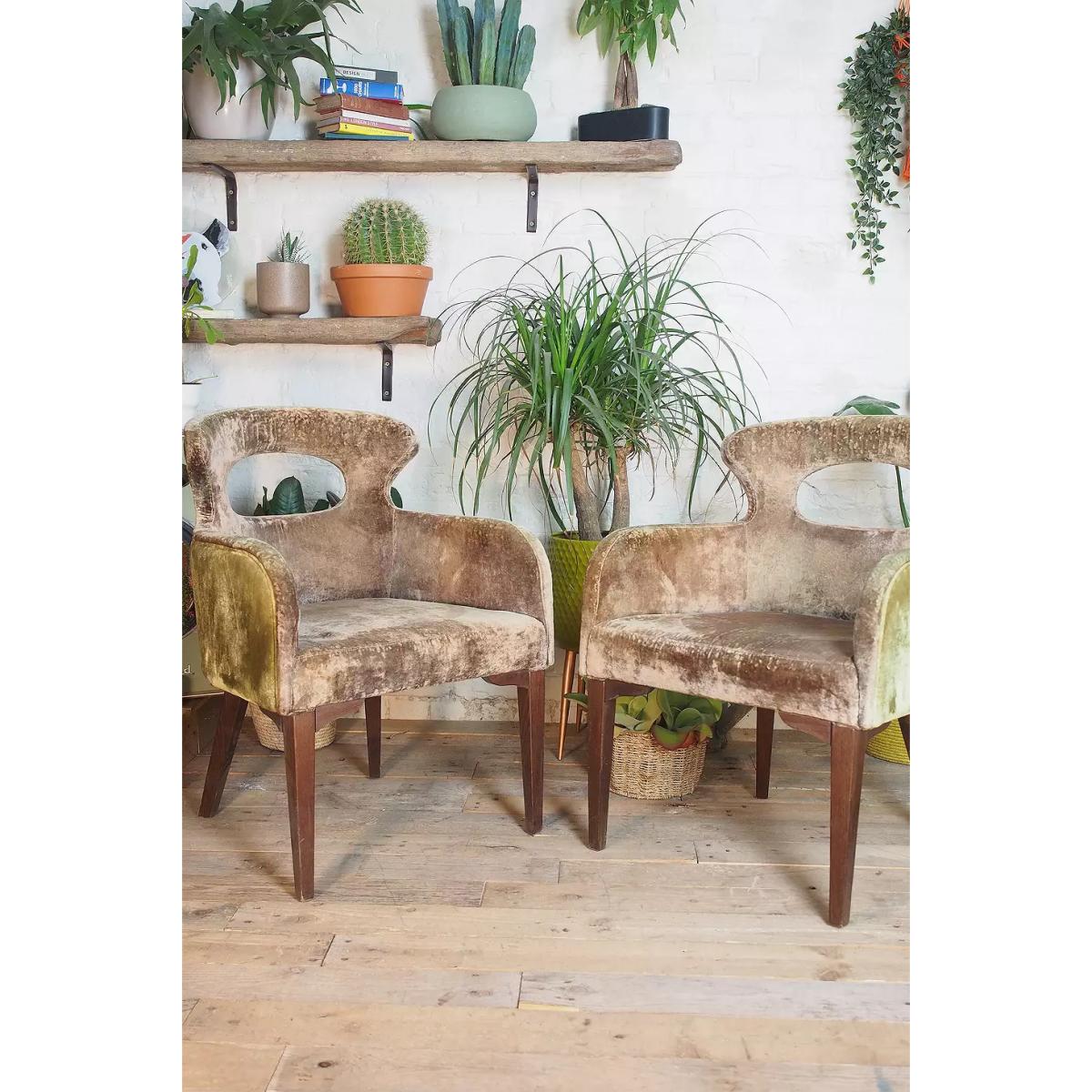 Urban Renewal Vintage Pair Of Plush Chairs by Stanley Jay Friedman - Brown H:85cm x W:62cm x D:57cm at Urban Outfitters – image 2