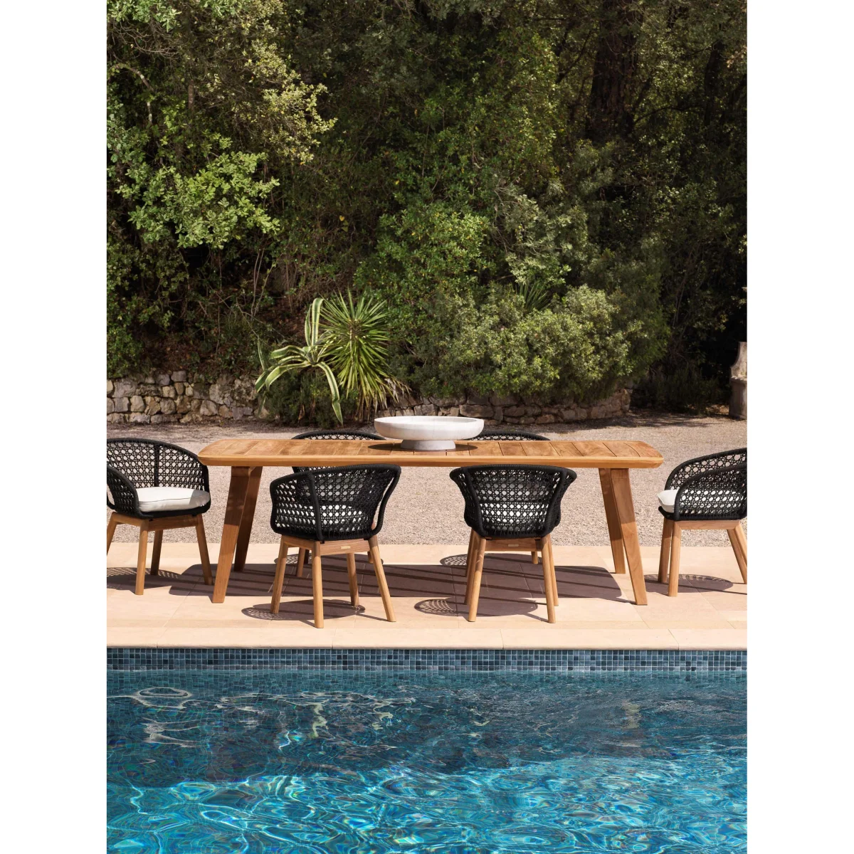 Teak Wood Garden Dining Chair Trinity with Armrests – image 2