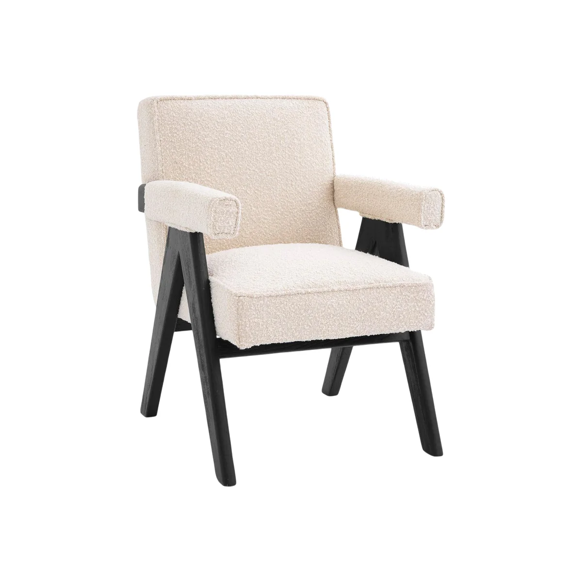 Bouclé Dining Chair Greta with Armrests – image 1