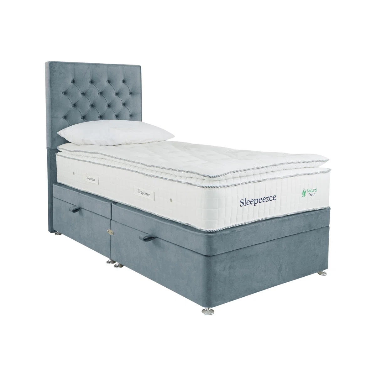 Sleepeezee - Natural Touch 3000 Pillowtop Side Ottoman Divan Set - Single - Blue – image 1