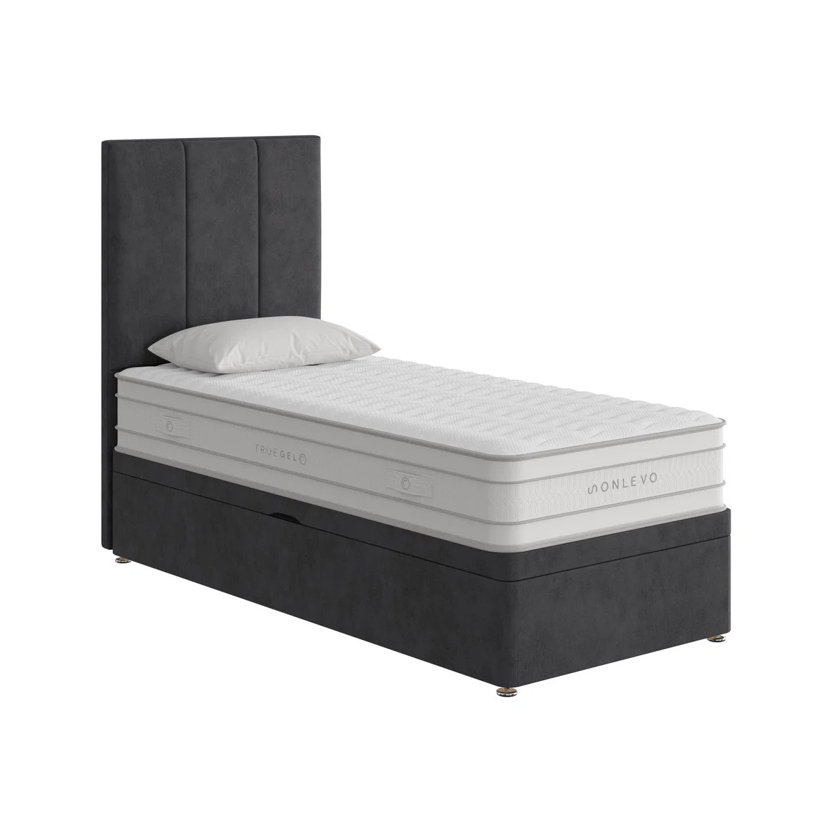 True Gel 5000 Side Ottoman Divan Set - Single - Black