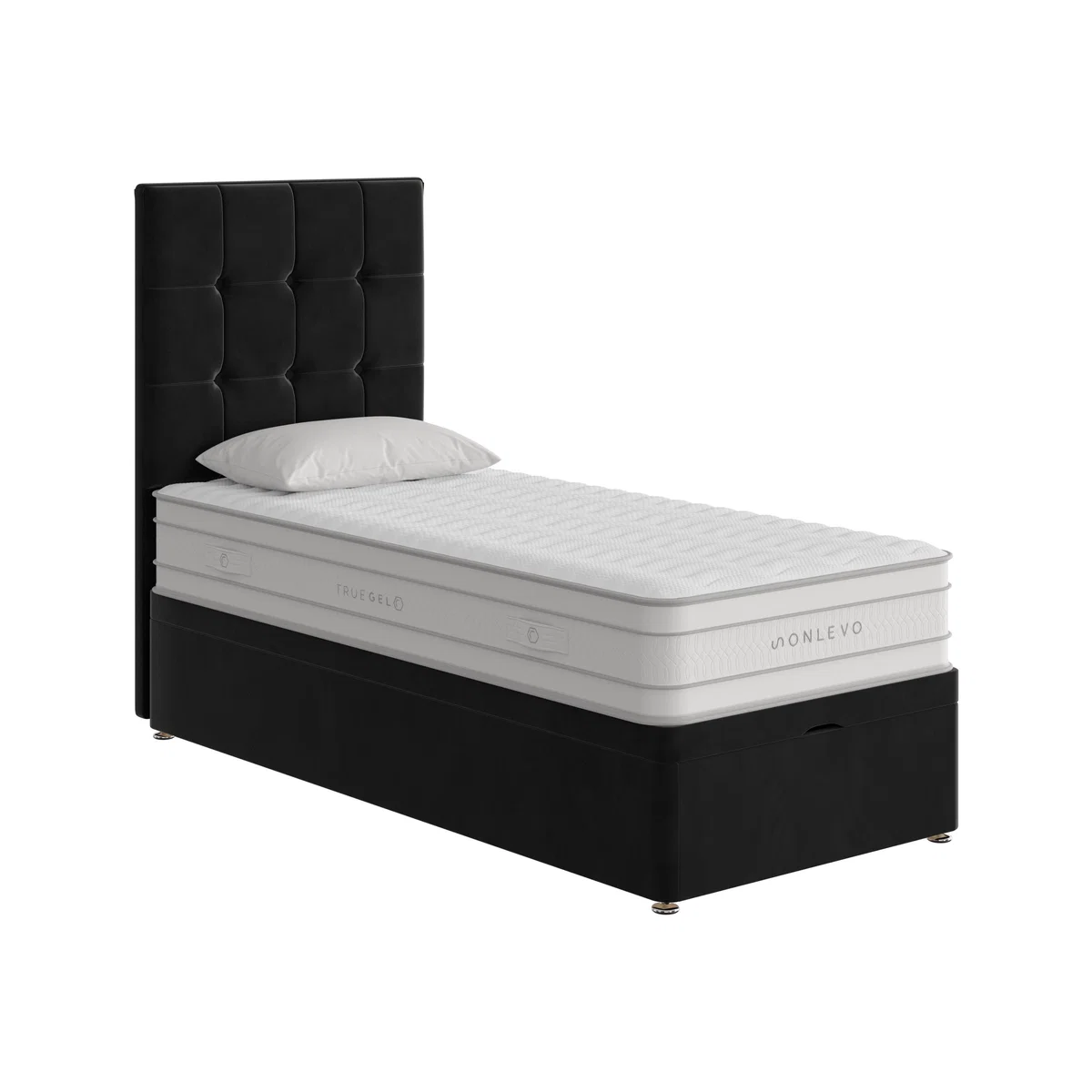 True Gel 10000 End Ottoman Divan Set - Single - Black