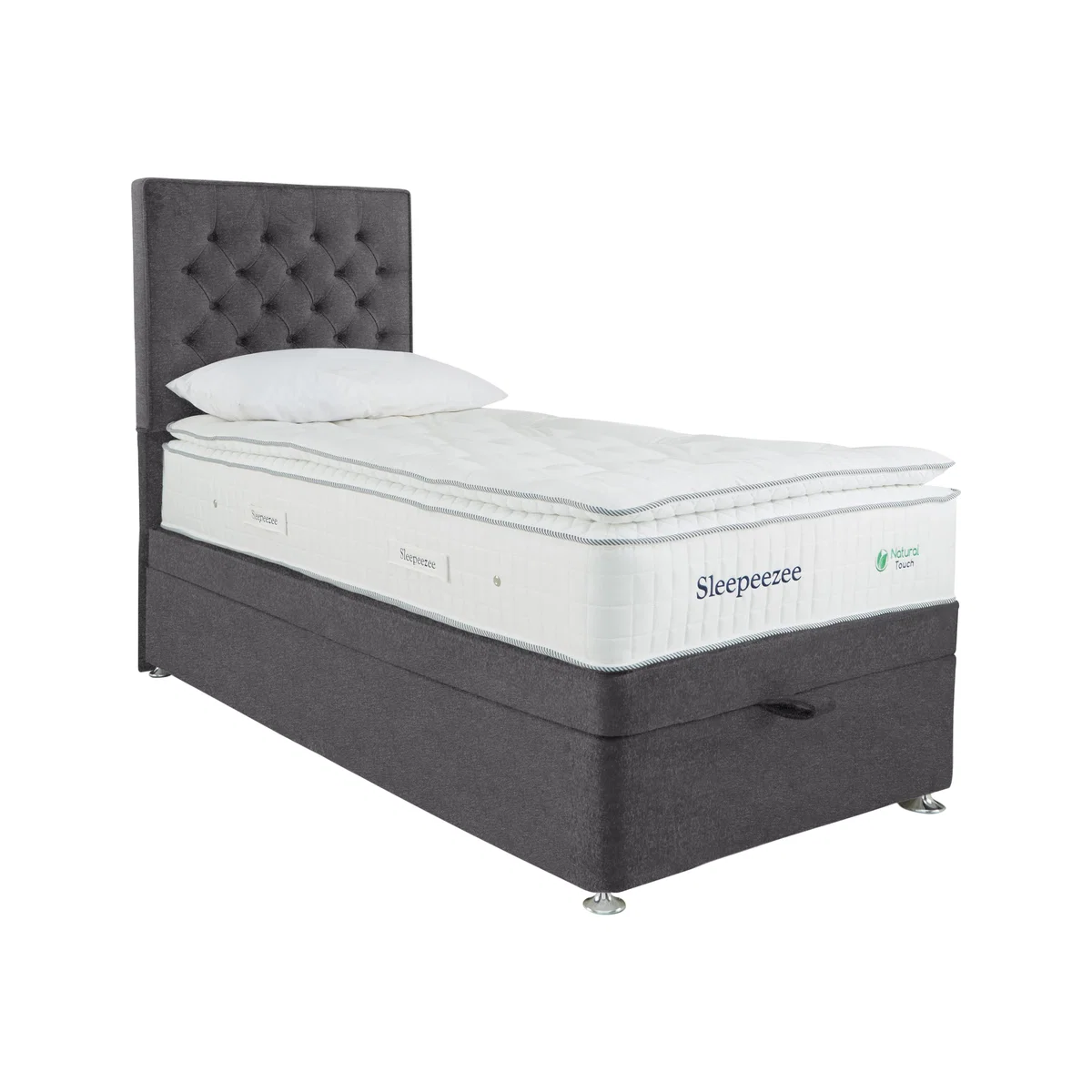 Sleepeezee - Natural Touch 3000 Pillowtop End Ottoman Divan Set - Single - Grey – image 1