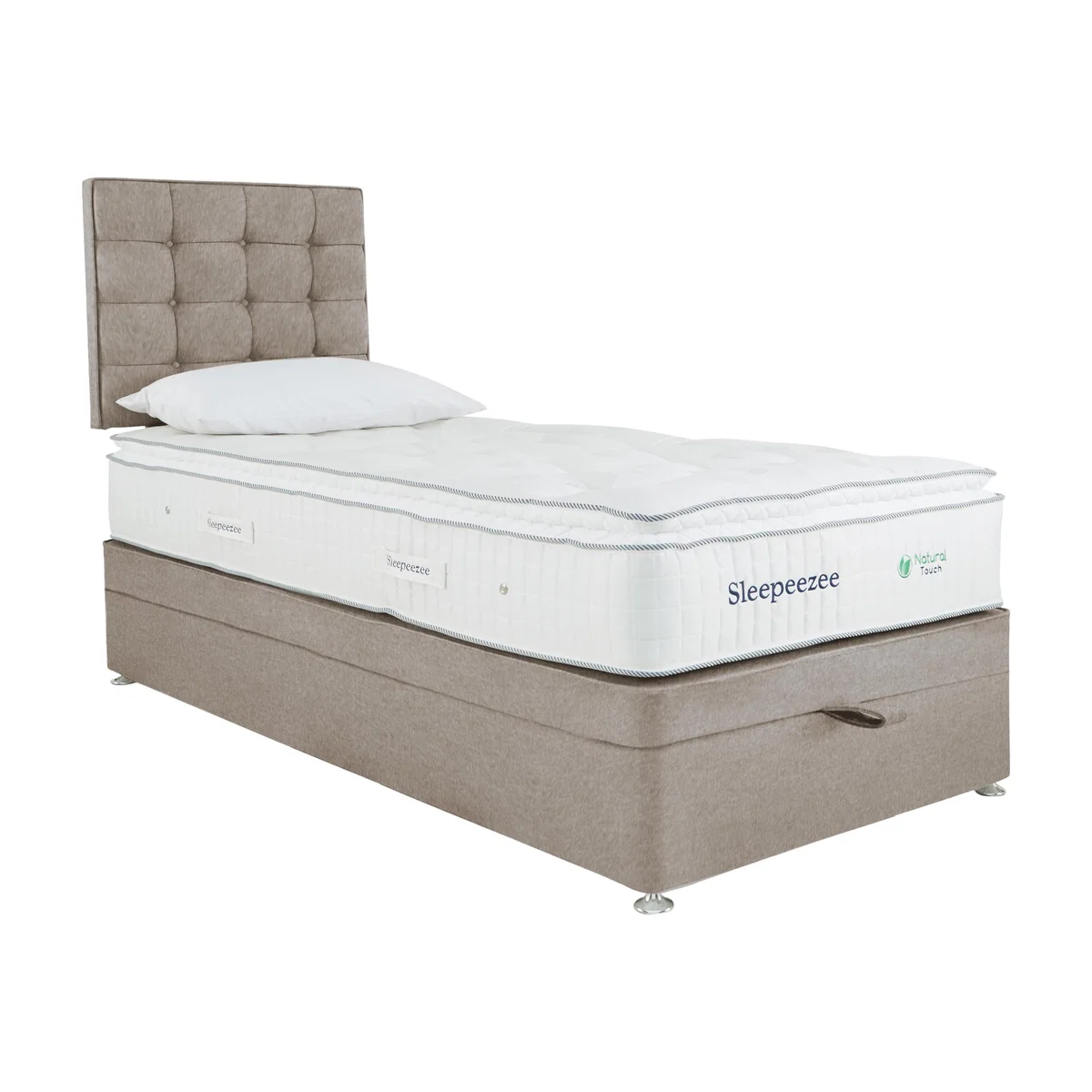 Sleepeezee - Natural Touch 2000 Pillowtop End Ottoman Divan Set - Single - Brown – image 1