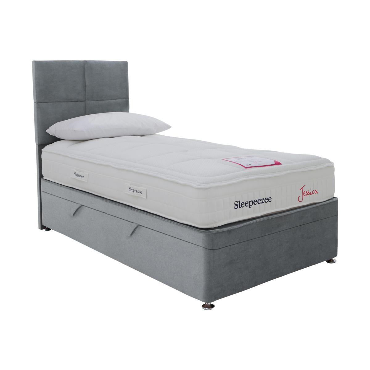 Sleepeezee - Jessica Side Ottoman Divan Set - Single - Grey – image 1
