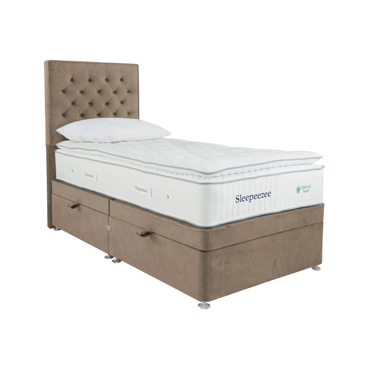 Sleepeezee - Natural Touch 3000 Pillowtop Side Ottoman Divan Set - Single - Beige – image 1