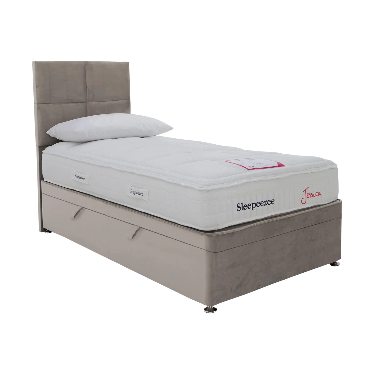 Sleepeezee - Jessica Side Ottoman Divan Set - Single - Grey – image 1