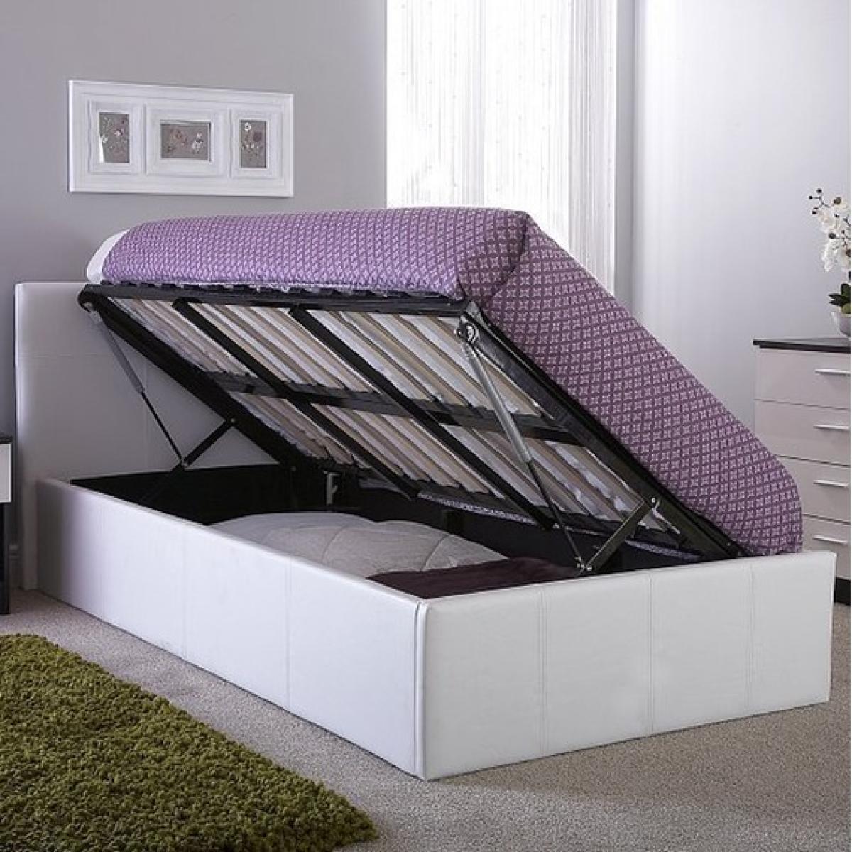 Kosy Koala Single Side Lift Leather Ottoman Bed - White