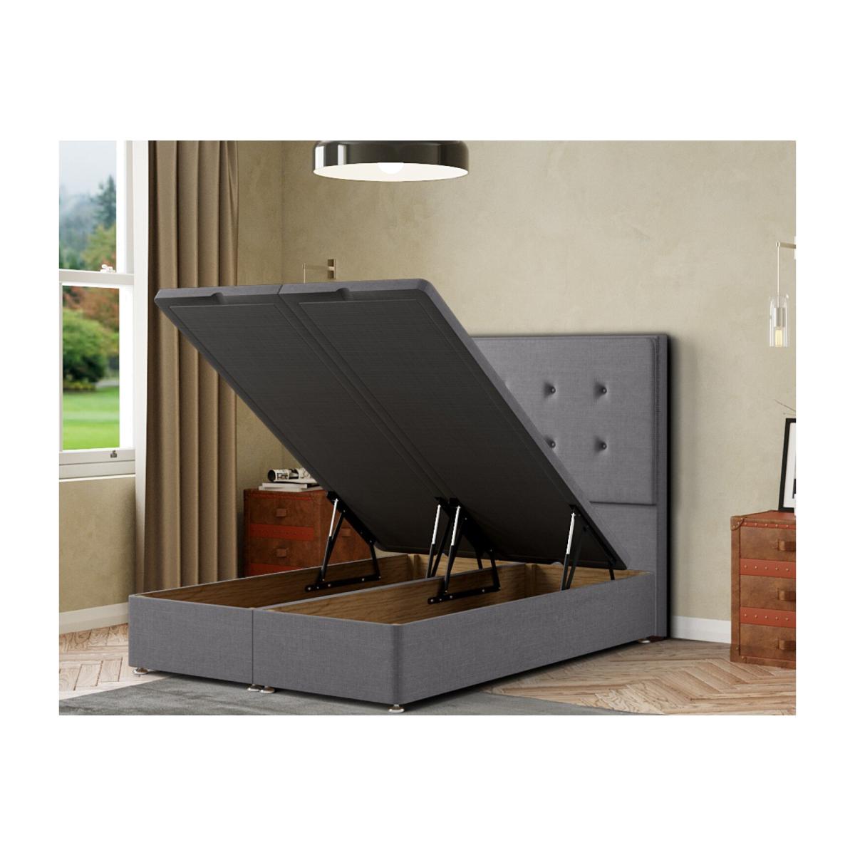 Darlington Ottoman Bed Floor Standing Headboard Matching Buttons Linen - Grey / Single – image 1