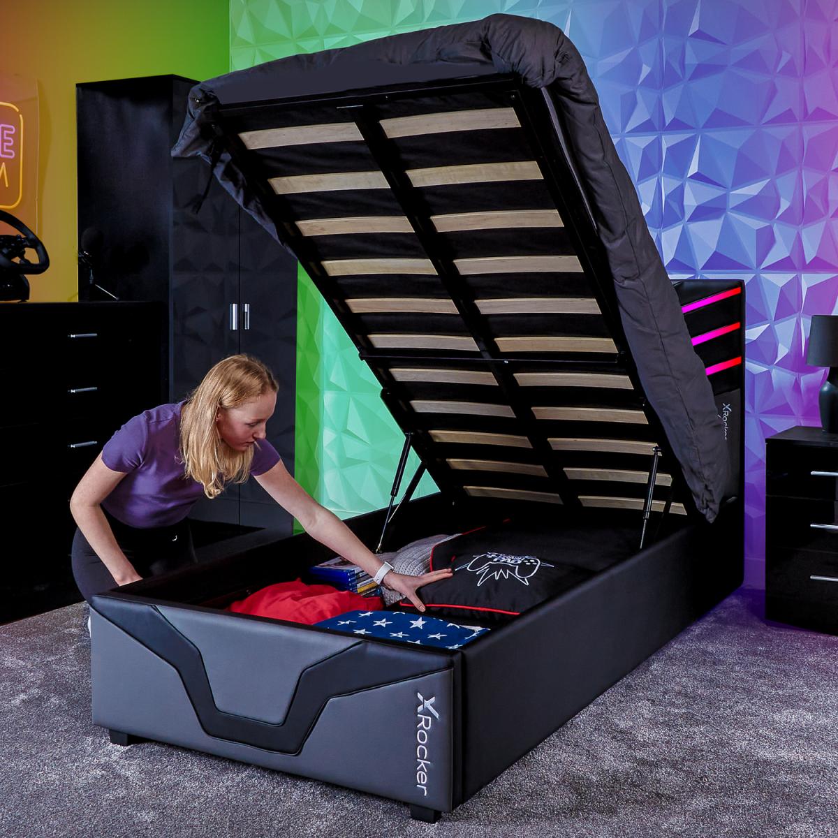 Cosmos RGB Single Ottoman Gaming Bed with LED Lighting - Grey – image 4