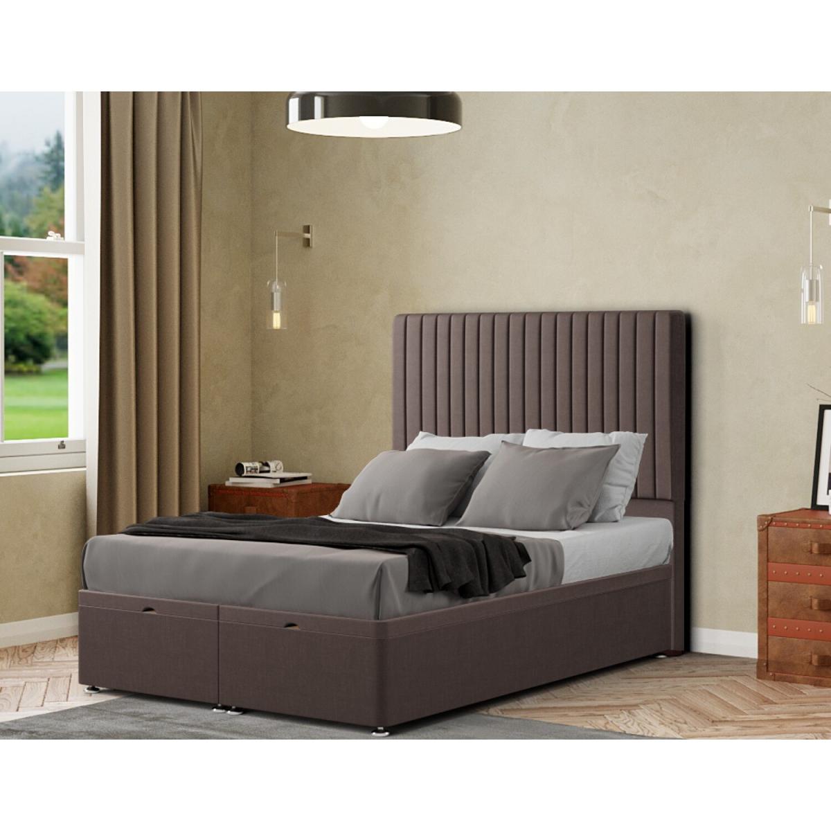 Maryland Ottoman Bed Floor Standing Headboard Malham Weave - Slate / Single – image 2