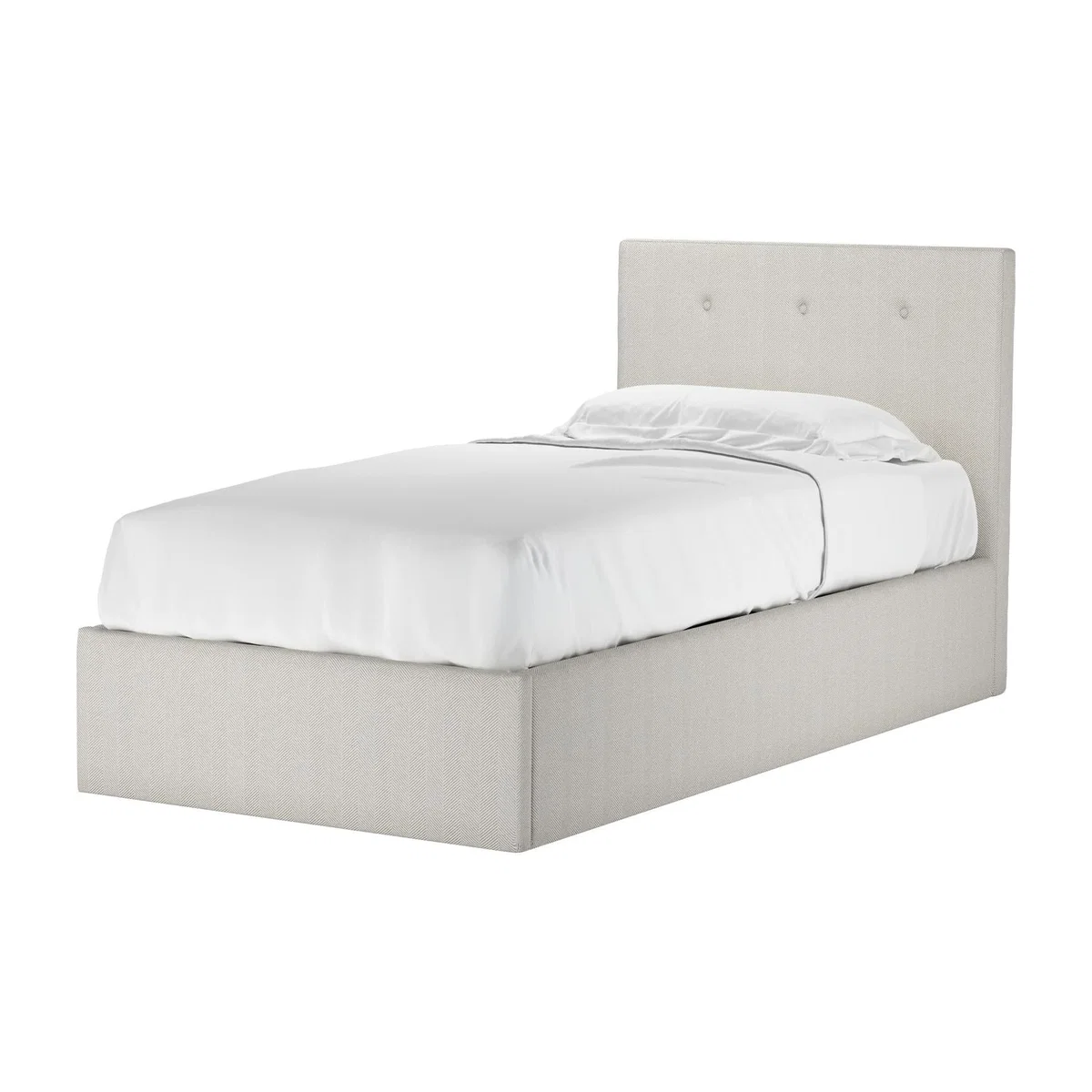 Avery 100cm Single Ottoman Bed in Clay House Herringbone Weave