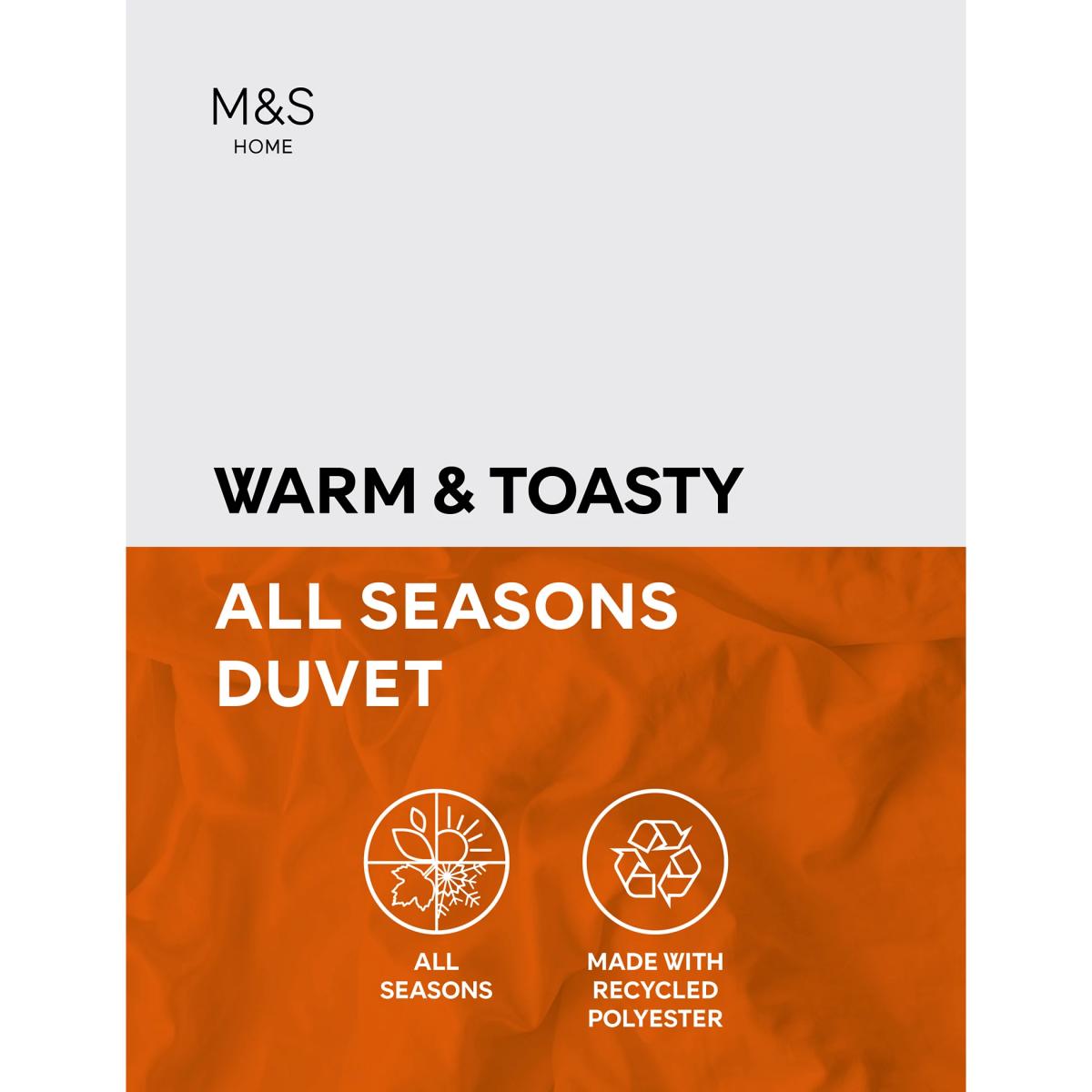 M&S Warm and Toasty All Seasons 15 Tog Duvet - 5FT - White, White – image 3