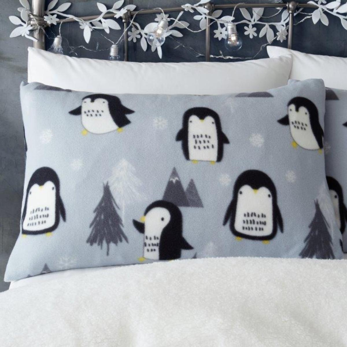 Catherine Lansfield Cosy Penguin Fleece Duvet Set - Single - ["Grey"], ["Single","Double","King"] – image 4