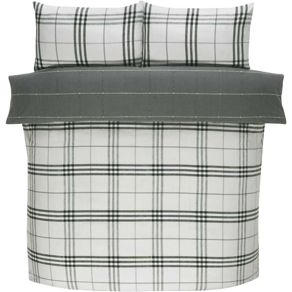 Harris check Microfibre Duvet Set - Grey / King – image 2